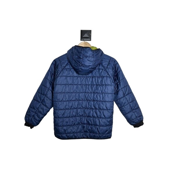 Gap Puffer Coat Youth Size Large LARGE Blue Hooded Boys Girls Navy/Lime Green - Picture 2 of 7